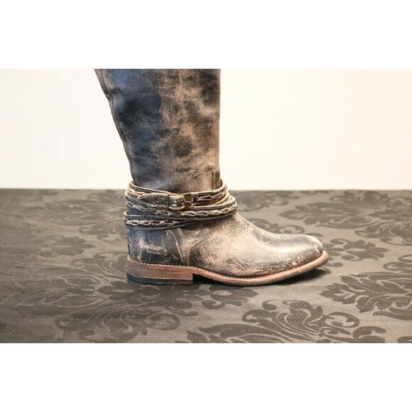 Bed Stu Women's Size 6.5 Brown Black Riding Boots Distressed Leather Tall Shoes - Picture 3 of 11